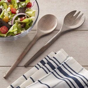 NWT Sabatier Rustic Beechwood 12" Salad Server Set